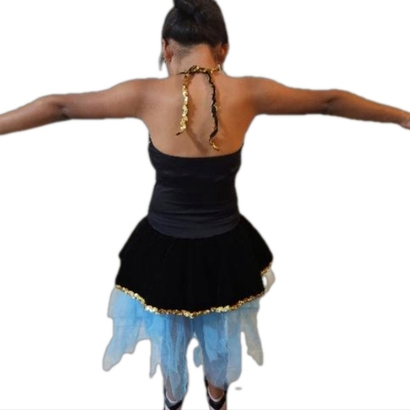 Hand Crafted Upcycled Bailarina Tutu Dress Jumpsuit Halloween Costume Blue Large - Picture 7 of 16